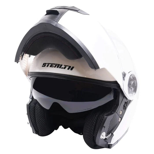 Stealth V159 Flip Road Helmet Plain White Gloss
